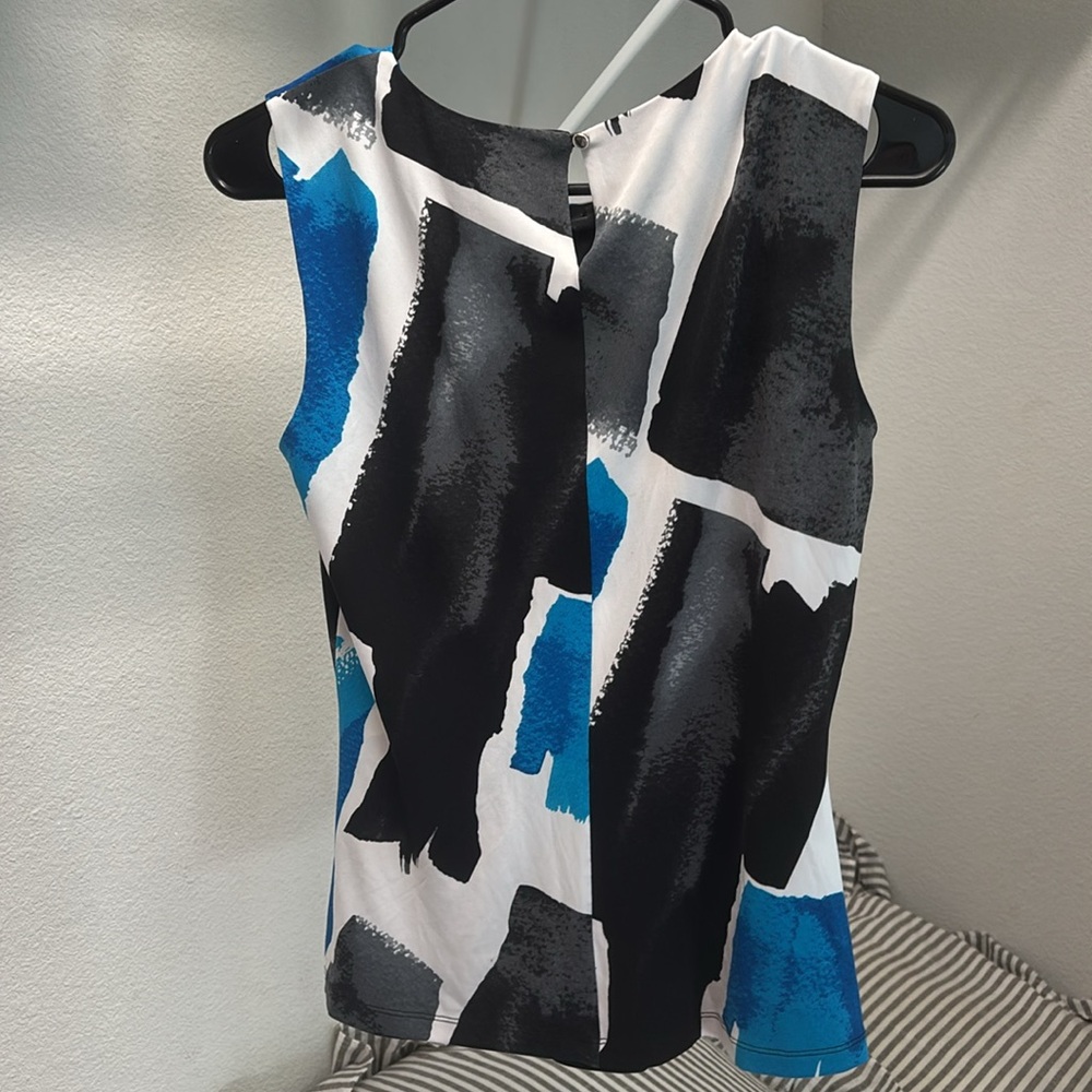 Calvin Klein Blue and Black Abstract Blouse - Picture 4 of 4